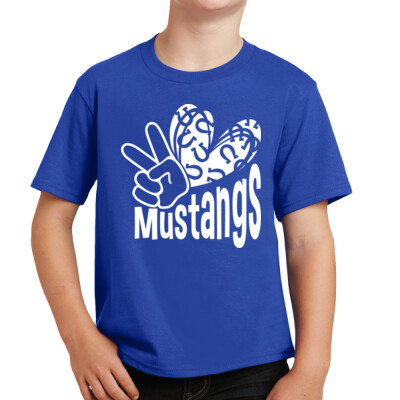 Youth Peace Love Mustangs White Imprint T-shirt Thumbnail