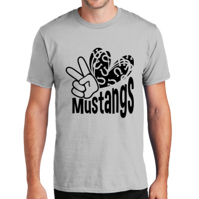 Unisex Peace Love Mustangs Black Imprint T-shirt Thumbnail