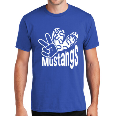 Unisex Peace Love Mustangs White Imprint T-shirt  Thumbnail