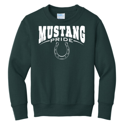 Youth Mustang Pride White Imprint Crewneck Sweatshirt Thumbnail
