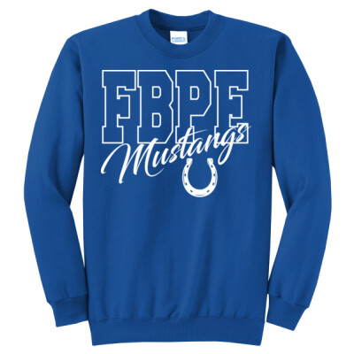 Adult Unisex FBPE Mustangs White Imprint Crewneck  Thumbnail